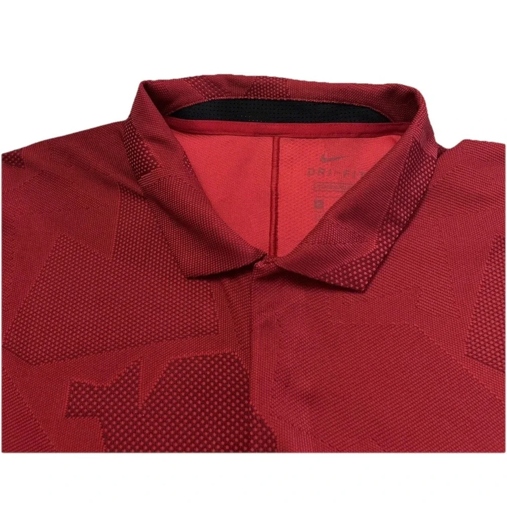 Mens‎ Nike Dri Fit Tiger Woods Camo Jacquard Golf Red Polo CT3801 Sz XL